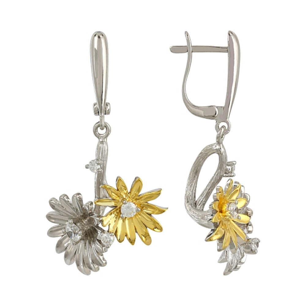 Серебряные серьги с фианитами № 106330