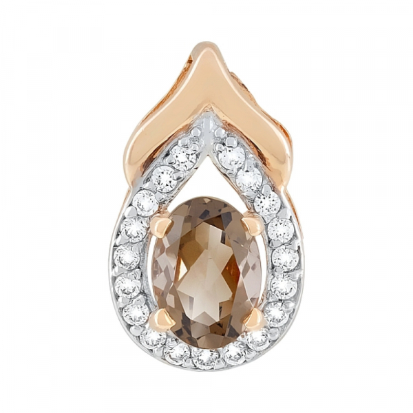 Золотая подвеска с раухтопазом и фианитом № 118255