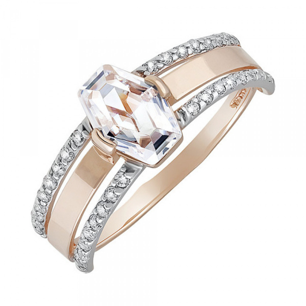 Золотое кольцо с фианитом № 135251