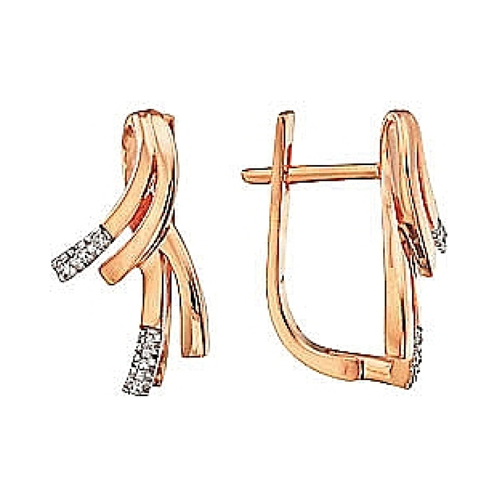 Золотые серьги с бриллиантом № 29450