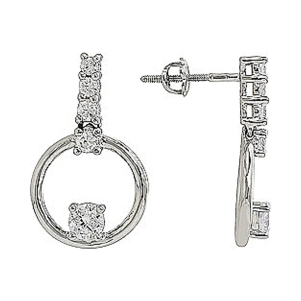 Серебряные серьги с фианитом № 80411