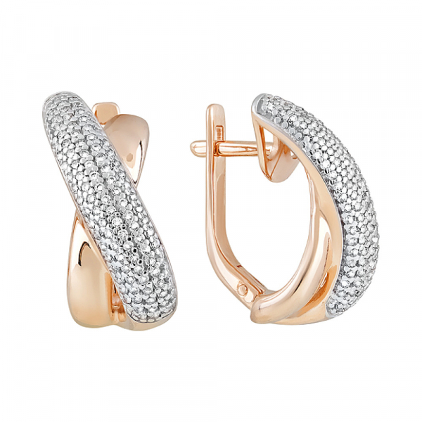 Золотые серьги с фианитами № 123732