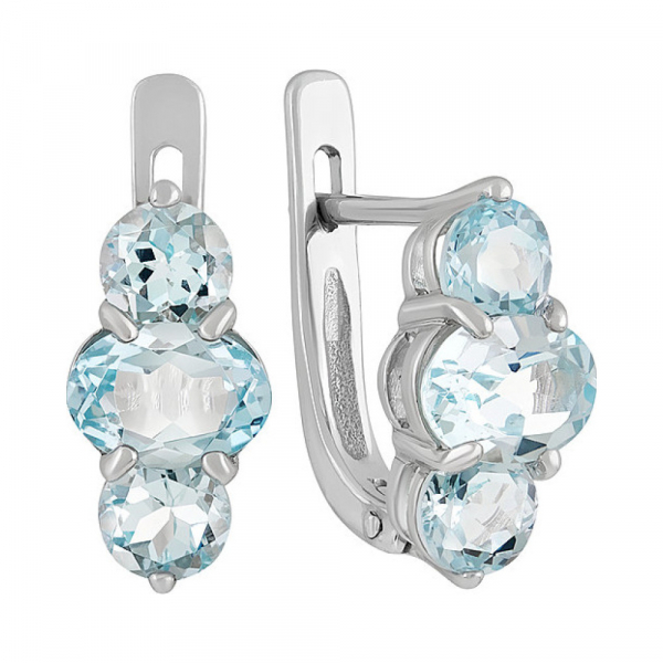 Серебряные серьги с топазом № 130275