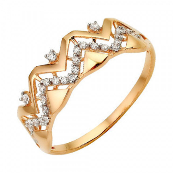 Золотое кольцо с фианитом № 141138