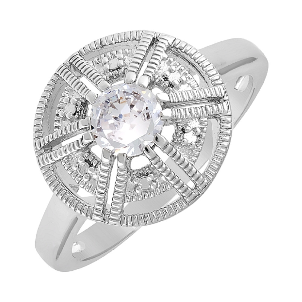 Серебряное кольцо с фианитом № 75162