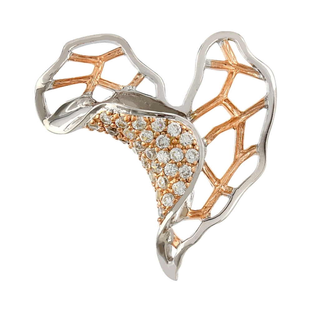 Серебряная подвеска с фианитом и эмалью № 106219