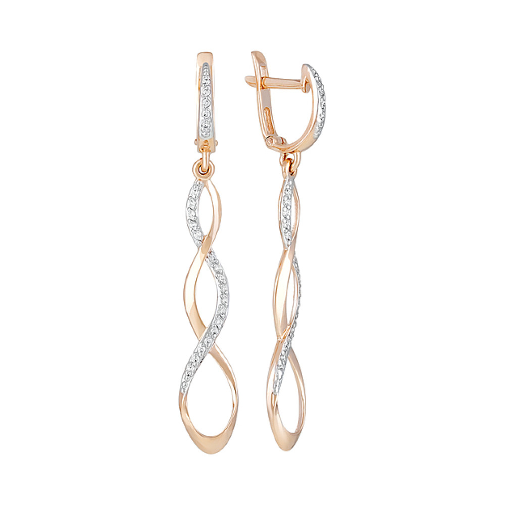 Золотые серьги с фианитами № 128805