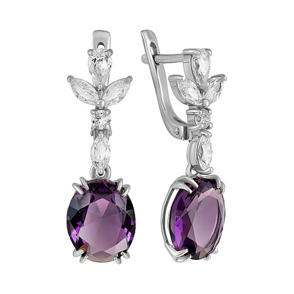 Серебряные серьги с алпанитом и фианитом № 133974