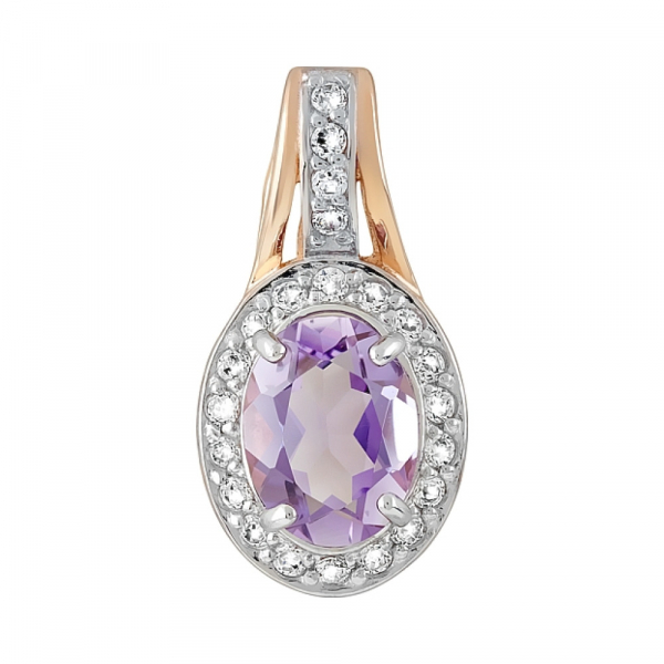 Золотая подвеска с аметистом и фианитом № 120336
