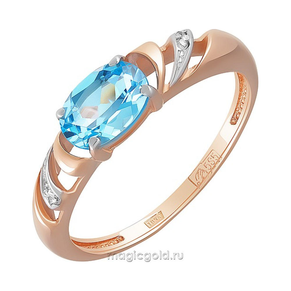 Золотое кольцо с топазом и фианитом № 159581