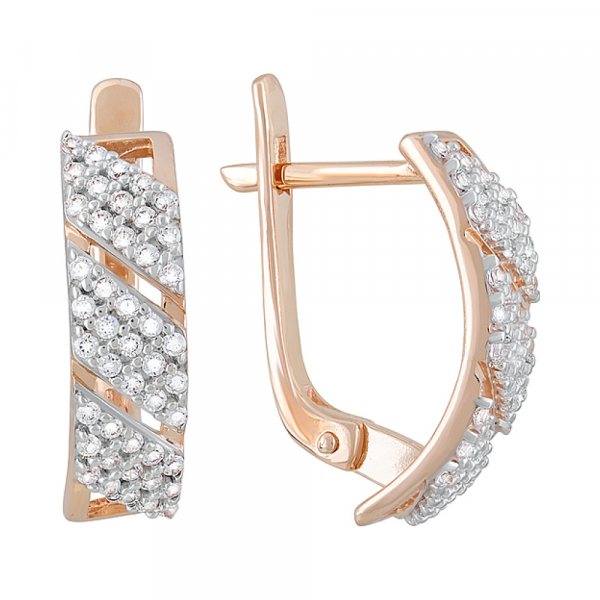 Золотые серьги с фианитами № 123342