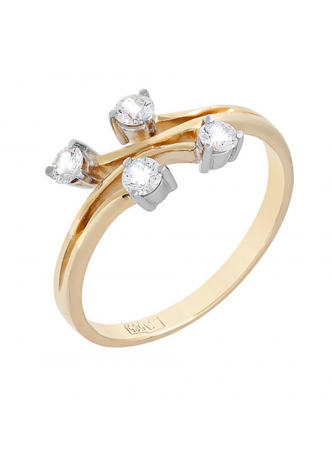 Золотое кольцо с бриллиантом № 111442