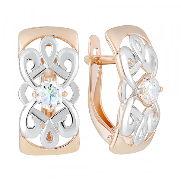 Золотые серьги с фианитом № 128632