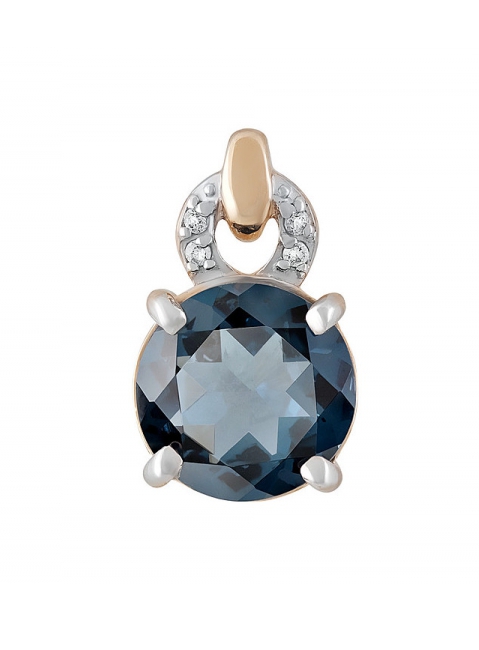 Золотая подвеска с топазом и фианитом № 131778