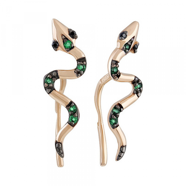 Золотые серьги с фианитом № 135180