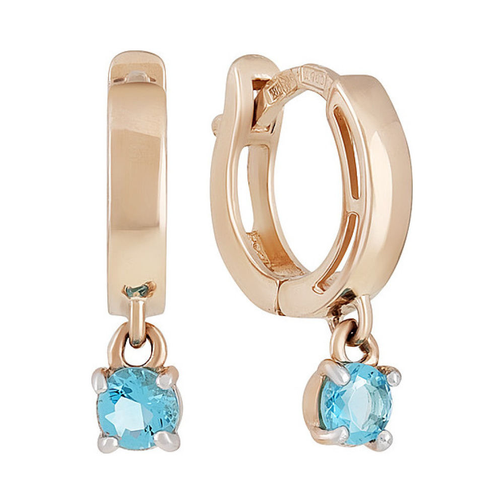 Золотые серьги с фианитом № 133461