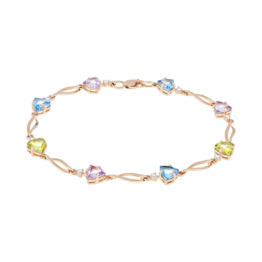 Золотой браслет с полудраг. вставками и фианитом № 117674