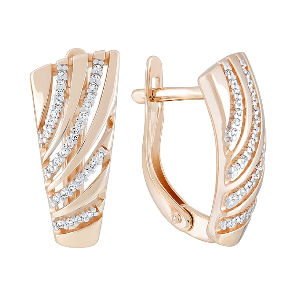 Золотые серьги с фианитами № 122218