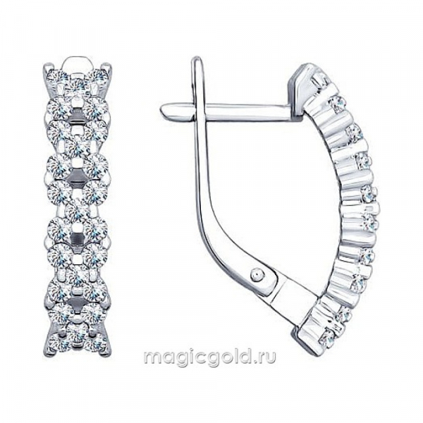 Серебряные серьги с фианитом № 160027
