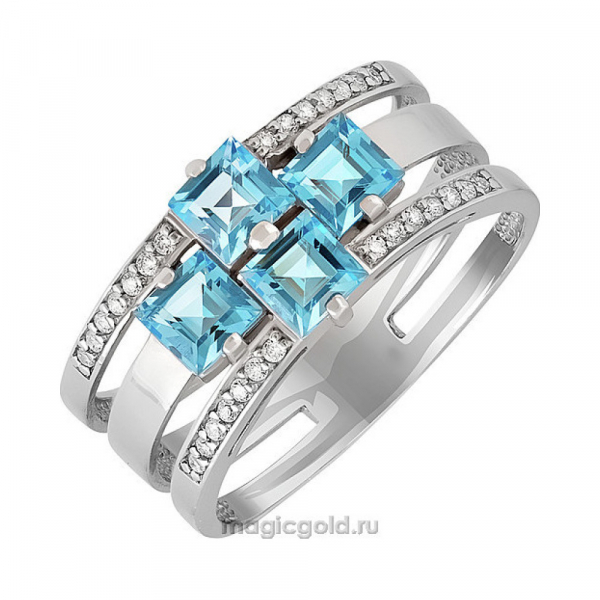 Серебряное кольцо с топазом и фианитом № 140104