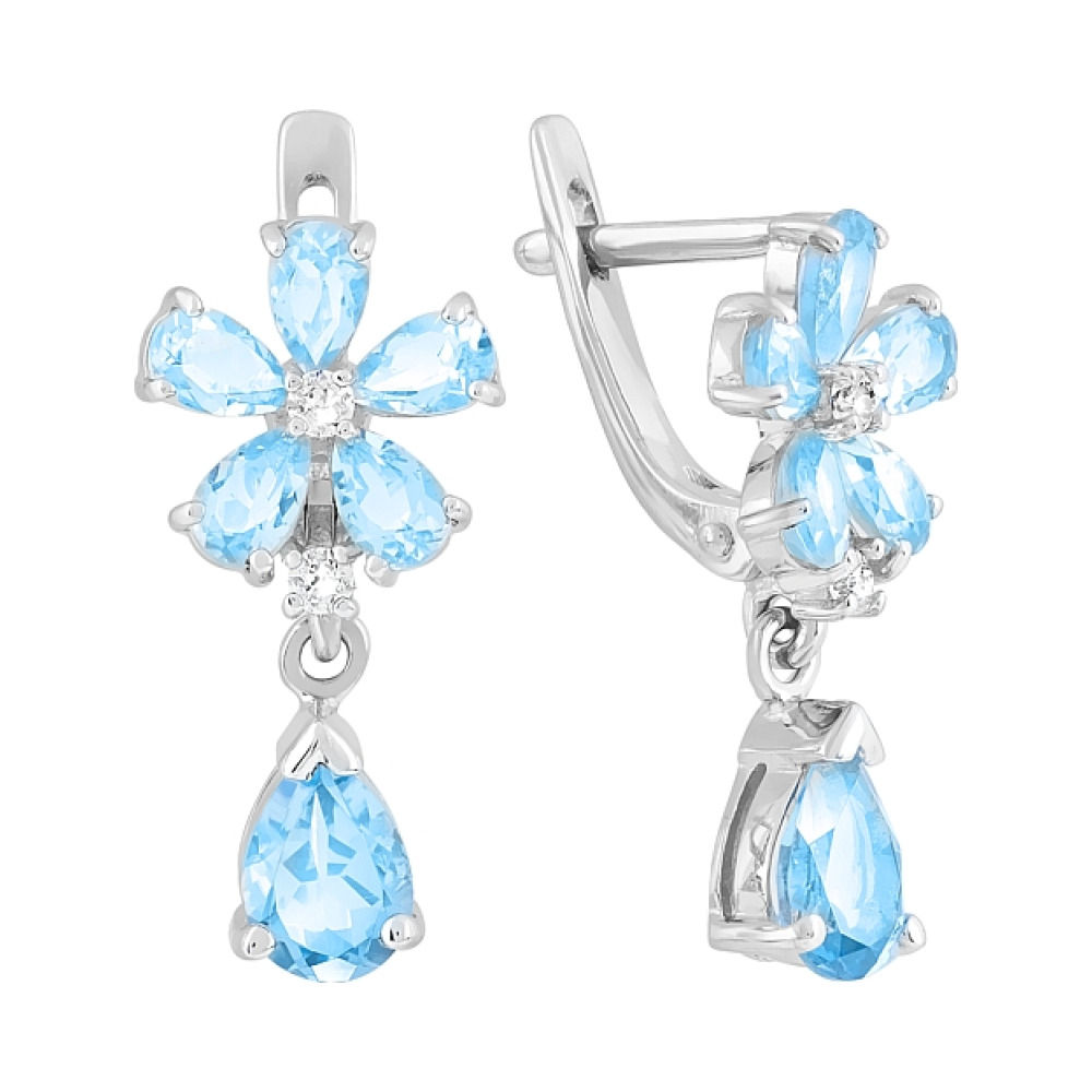 Золотые серьги с топазом и фианитом № 120825