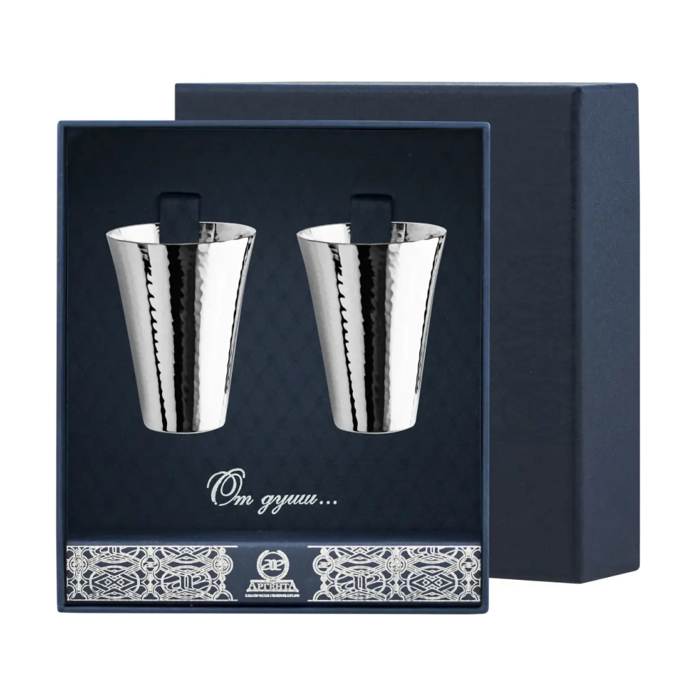 Набор стопок гладких кованых из серебра 925 пробы