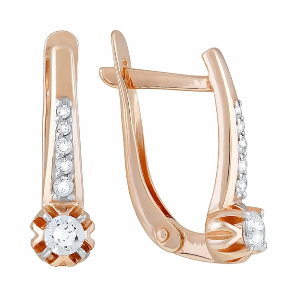 Золотые серьги с фианитами № 120660