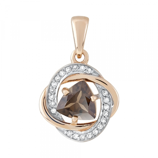 Золотая подвеска с раухтопазом и фианитом № 119426