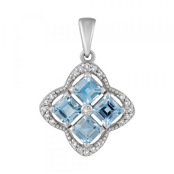 Серебряная подвеска с топазом и фианитом № 132059