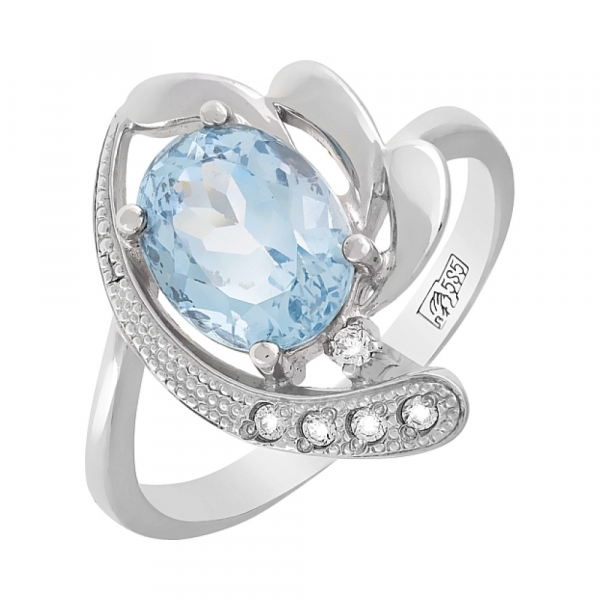 Золотое кольцо с топазом и фианитами № 39509