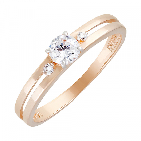 Золотое кольцо с фианитами № 129995