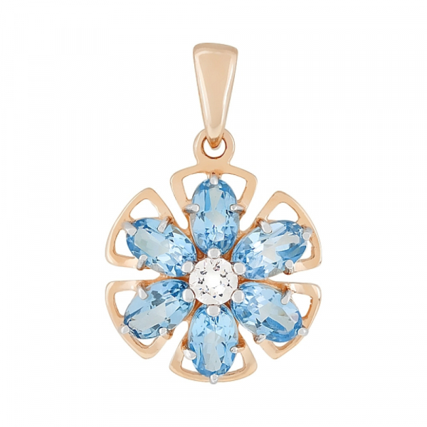 Золотая подвеска с топазом и фианитом № 117954