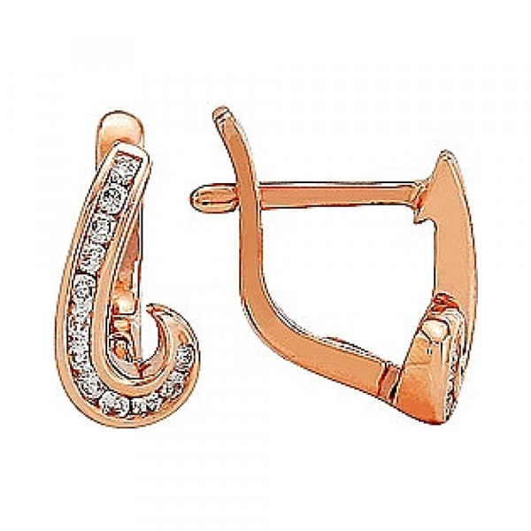 Золотые серьги с бриллиантом № 81985