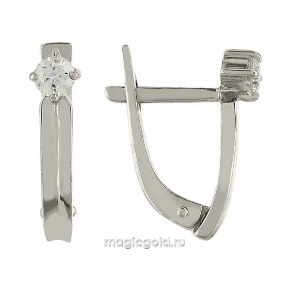 Золотые серьги с бриллиантом № 161529