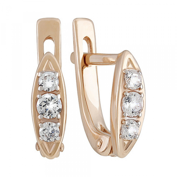 Золотые серьги с фианитом № 134341