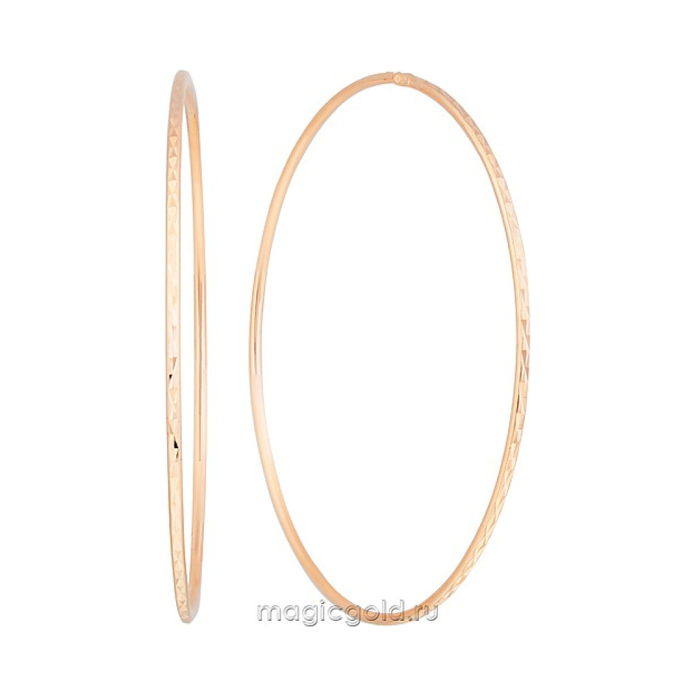 Золотые серьги конго с алмазной гранью № 172570