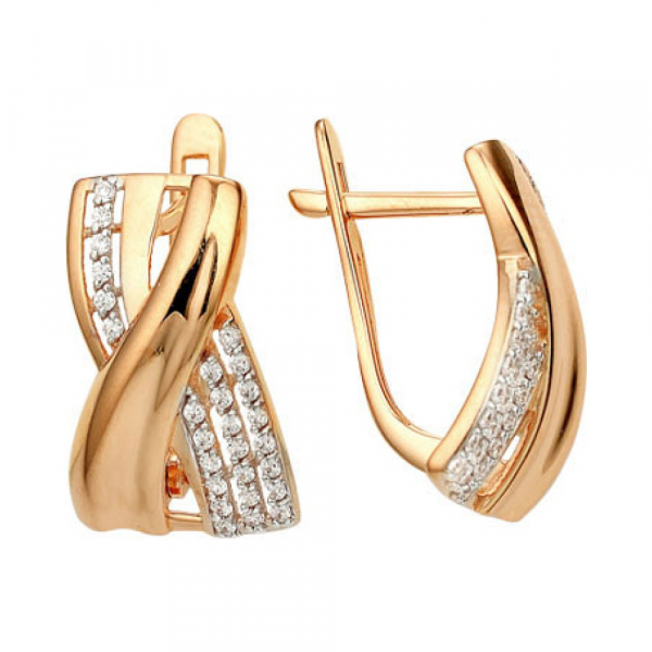 Золотые серьги с фианитом № 142160
