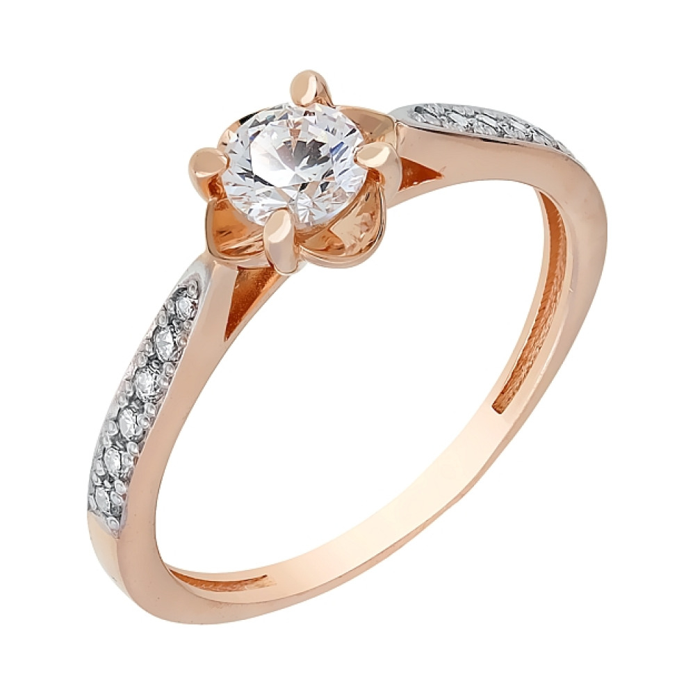 Золотое кольцо с фианитами № 116103