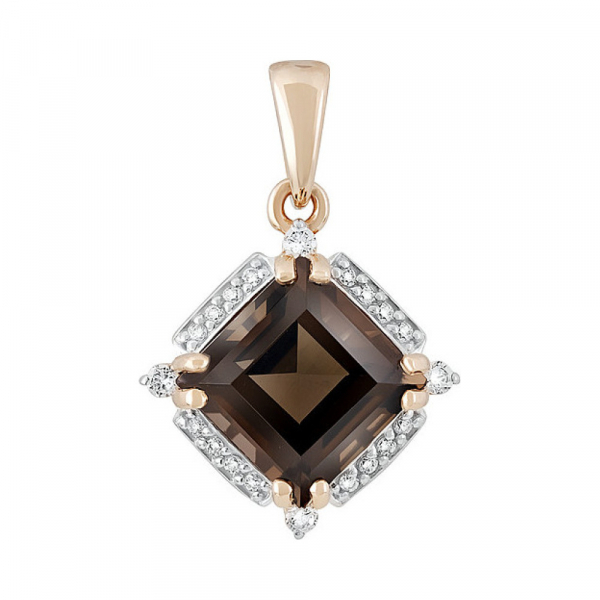 Золотая подвеска с раухтопазом и фианитом № 131759