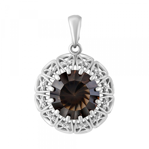 Серебряная подвеска с раухтопазом и фианитом № 131495