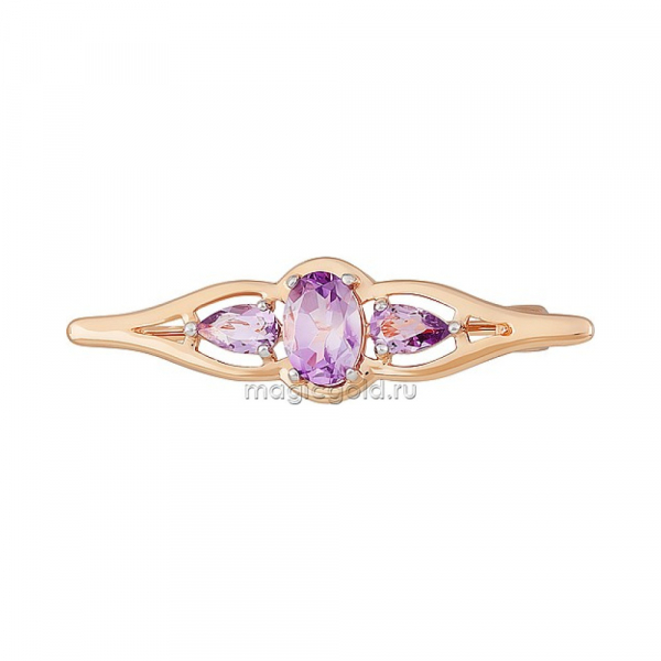 Золотая брошь с аметистом  № 164261