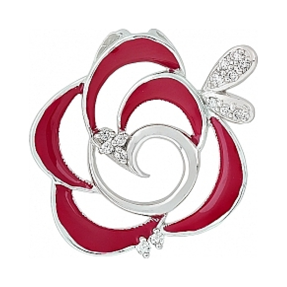 Серебряная подвеска с фианитом и эмалью № 114985