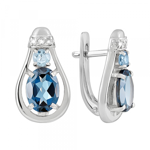 Золотые серьги с топазом и фианитом № 127835