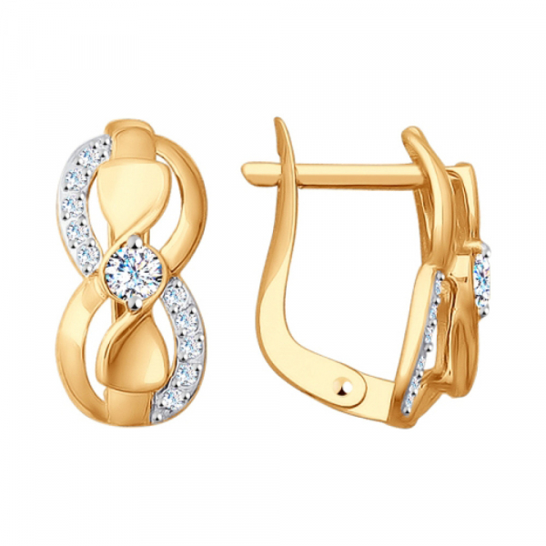 Золотые серьги с фианитом № 159184