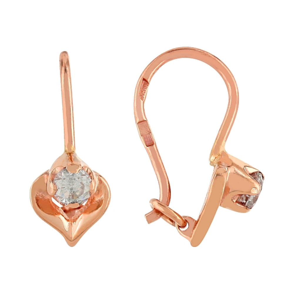 Золотые серьги с фианитом № 103276