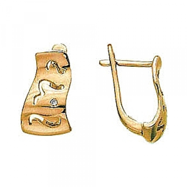 Золотые серьги с бриллиантом № 3024