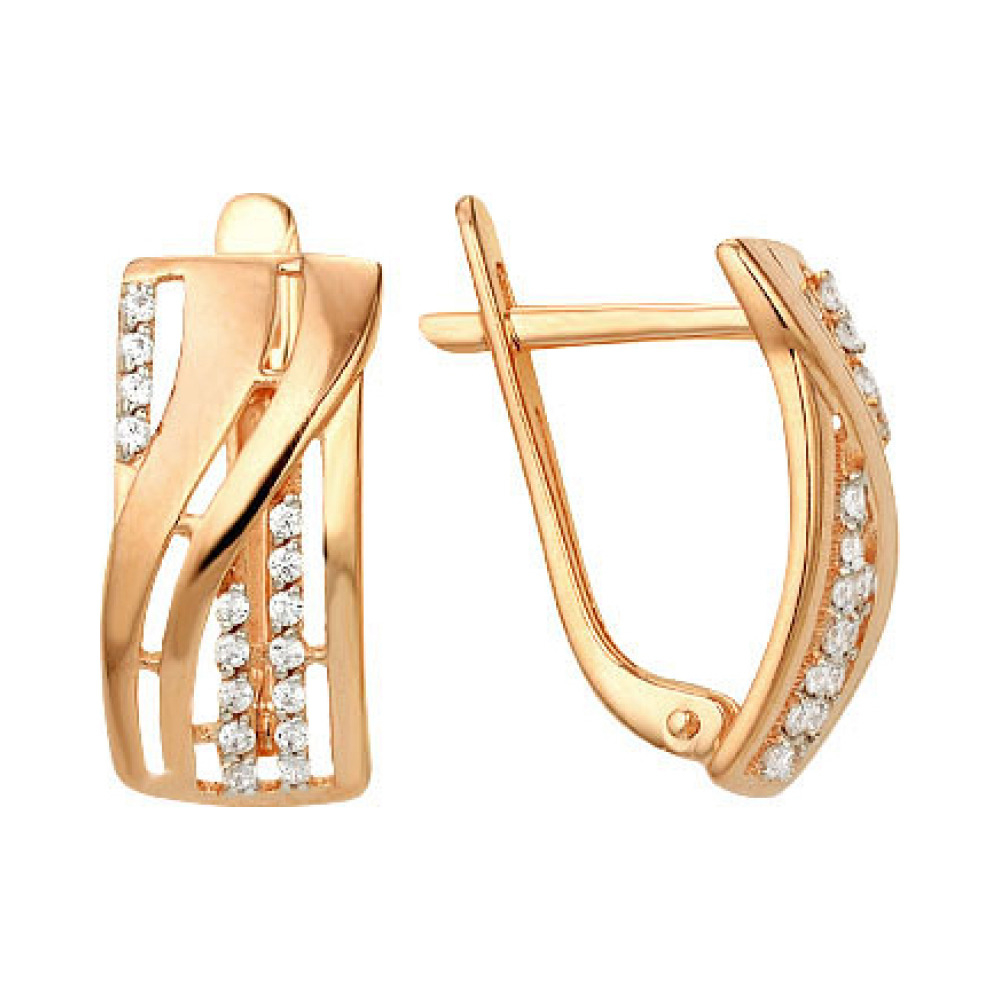 Золотые серьги с фианитом № 139392