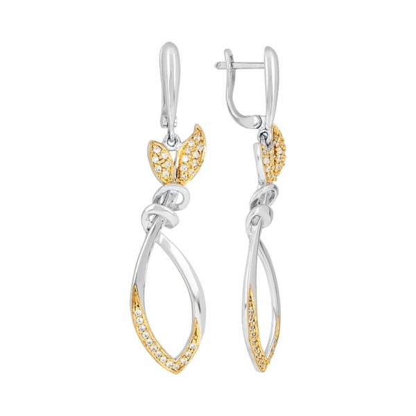 Серебряные серьги с фианитами № 106313