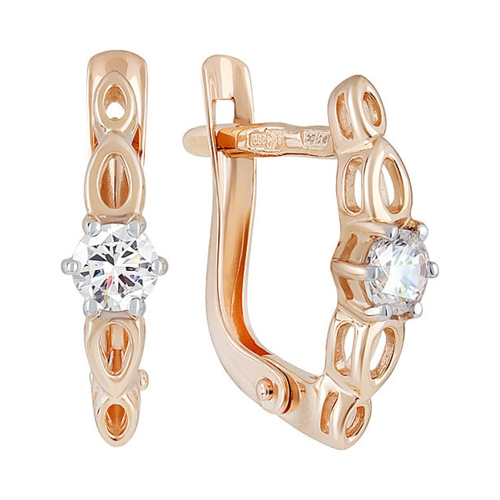 Золотые серьги с фианитом № 134368