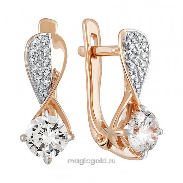 Золотые серьги с фианитом № 137769